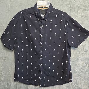 Denim and Flower mens shirts XL Slim Fit Black Floral Short Sleeve cotton